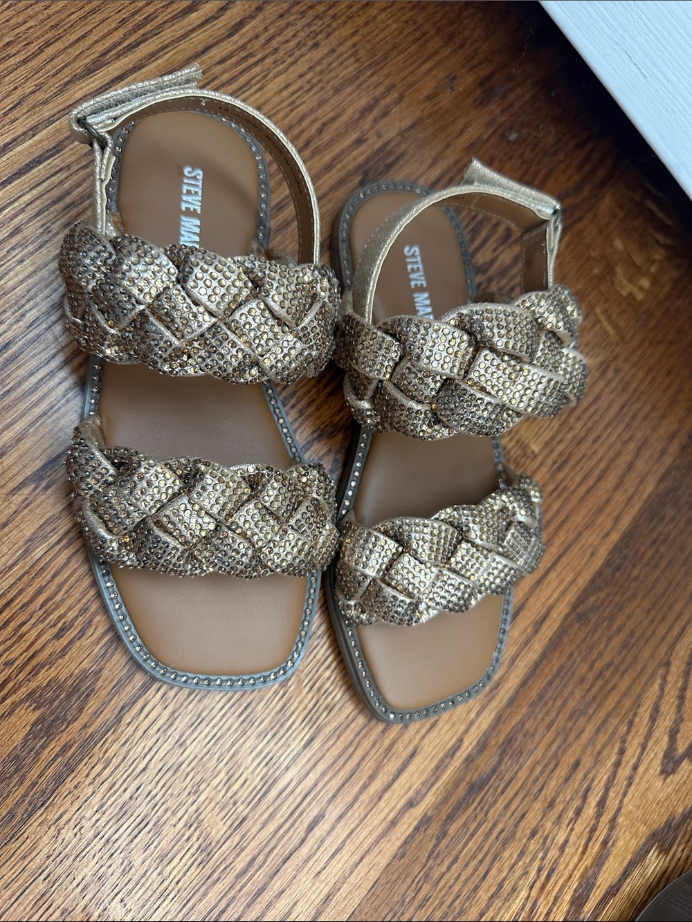 Steve Madden Metallic Gold Braided Double-Strap Sandals